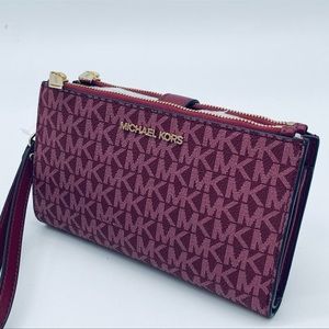 Michael Kors Large Double Zip Wallet Wristlet Leather